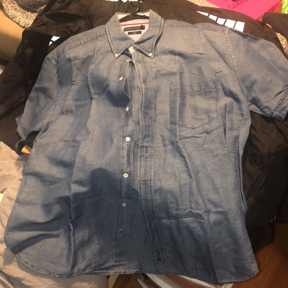 Tommy Hilfiger XL Indigo short sleeve button up men’s shirt